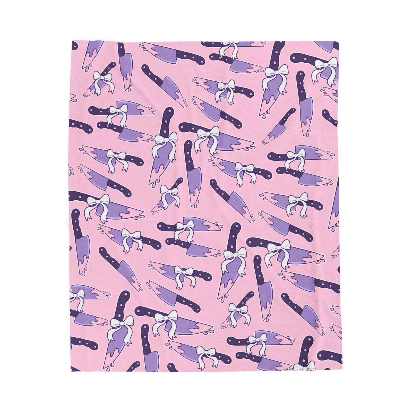 Creepy Kawaii Knives Pink Blanket