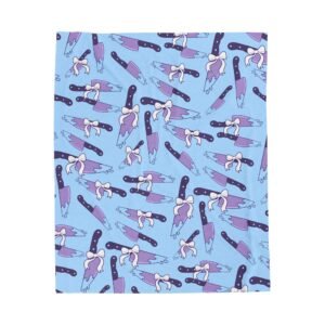 Creepy Kawaii Knives Blue Blanket