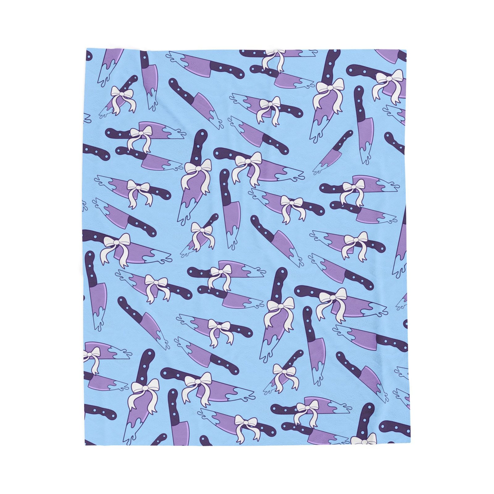 Creepy Kawaii Knives Blue Blanket - Image 8