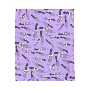 Creepy Kawaii Knives Purple Blanket