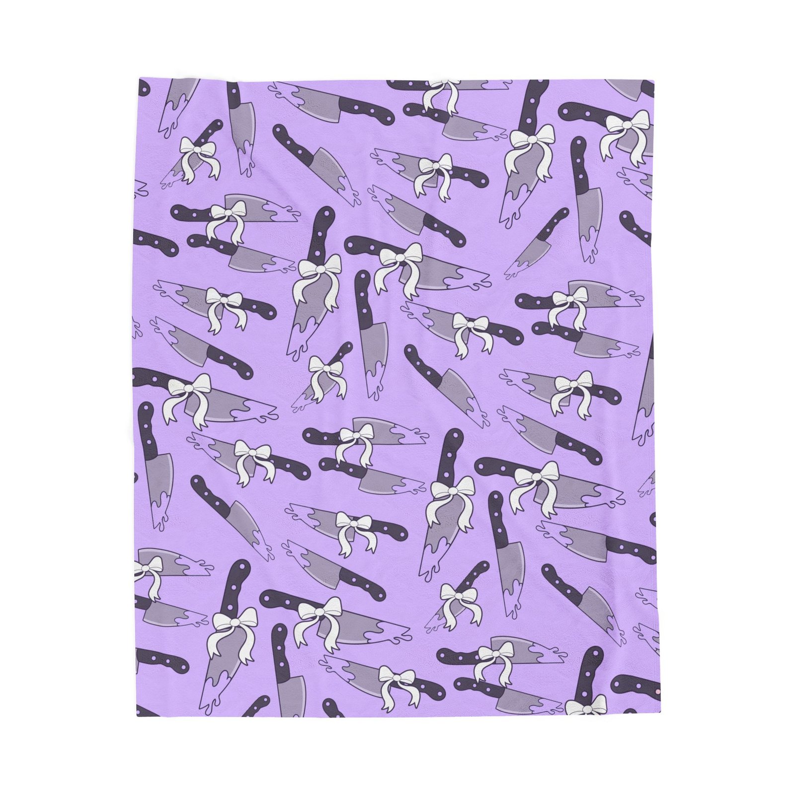 Creepy Kawaii Knives Purple Blanket