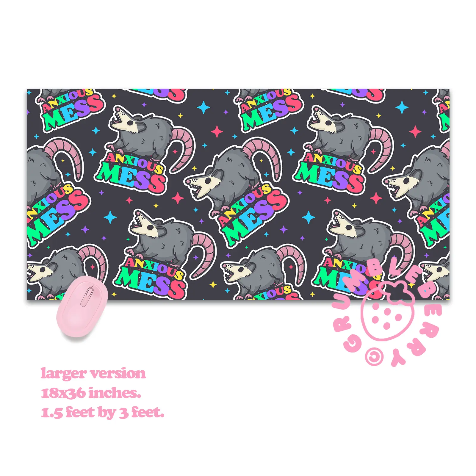 Anxious Mess Possum Desk Mat - Image 2