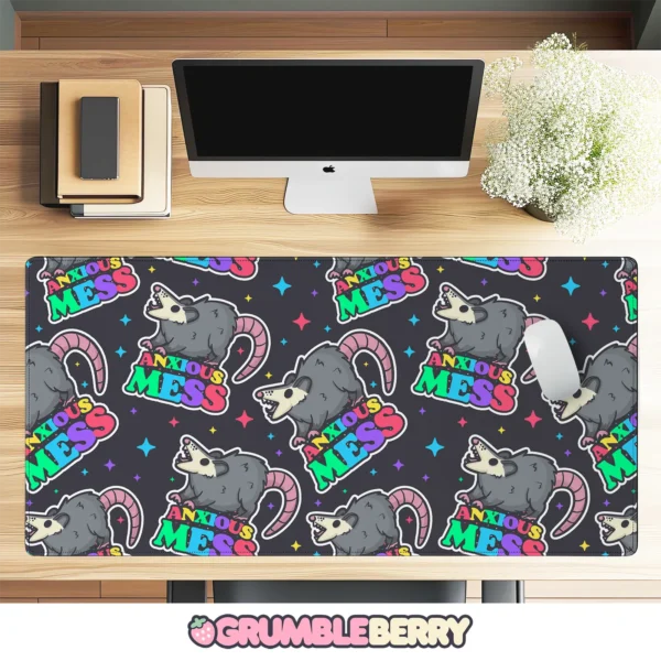 Anxious Mess Possum Desk Mat