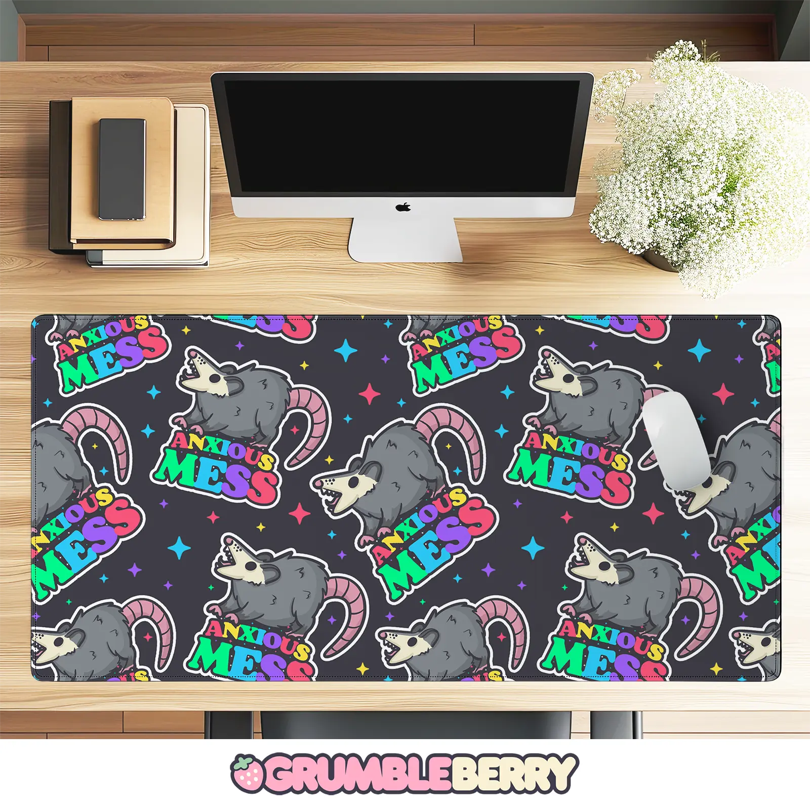 Anxious Mess Possum Desk Mat