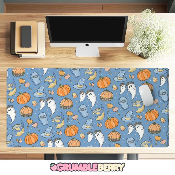Autumn Vibes Blue Desk Mat