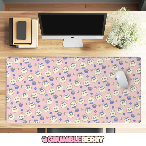 Bunnies and Flowers Desk Mat