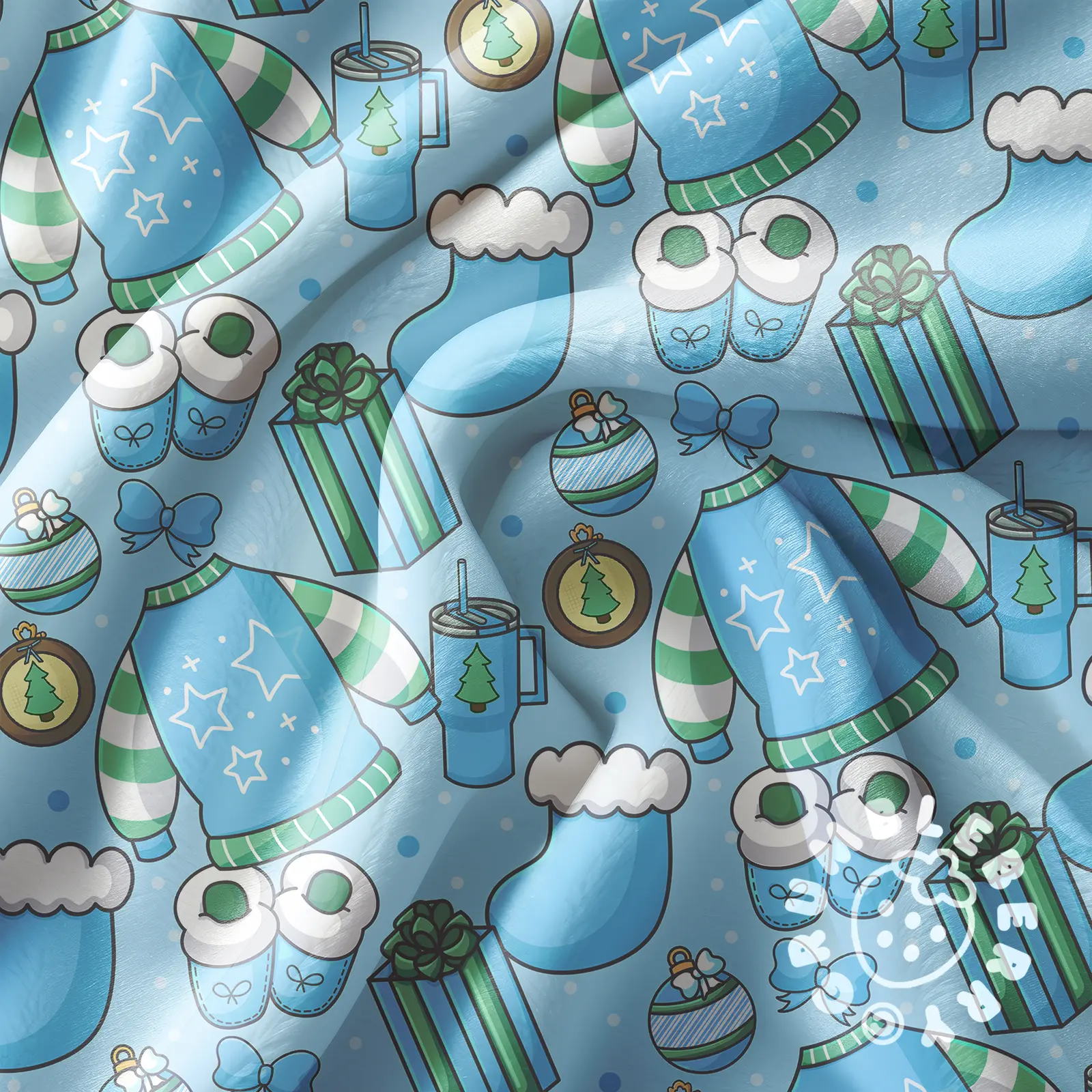 Cozy Christmas Blue Blanket - Image 5