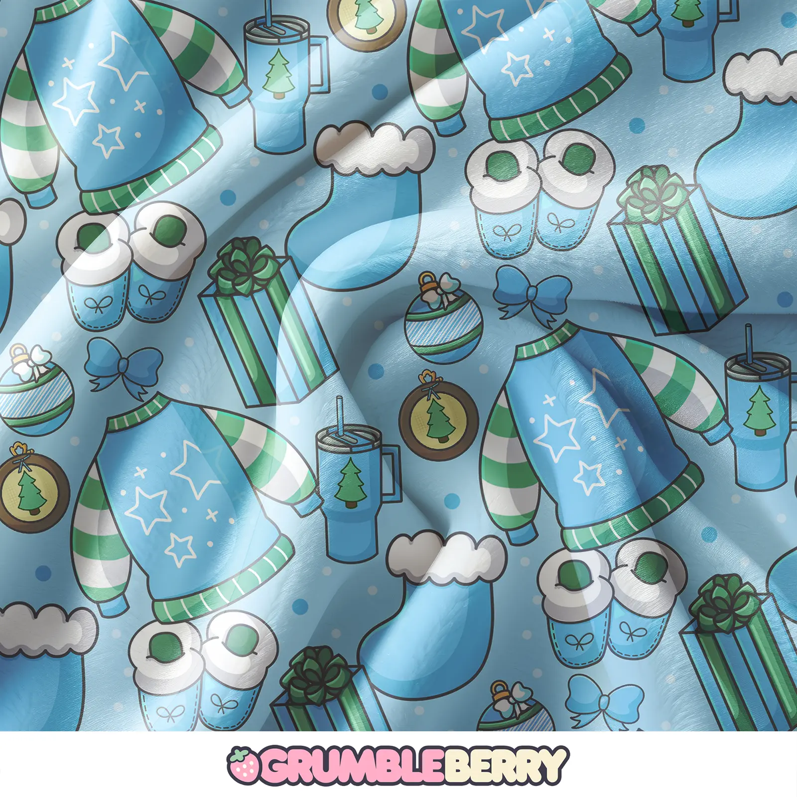 Cozy Christmas Blue Blanket