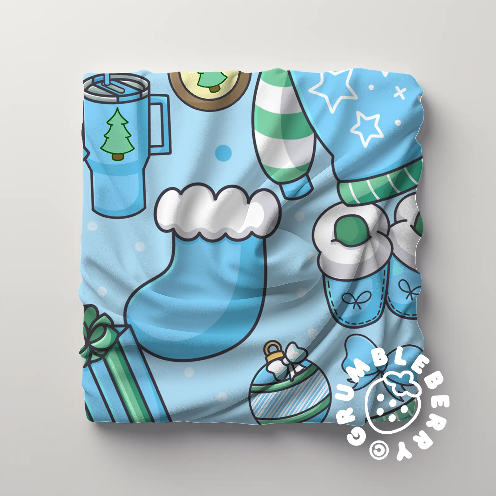 Cozy Christmas Blue Blanket - Image 3