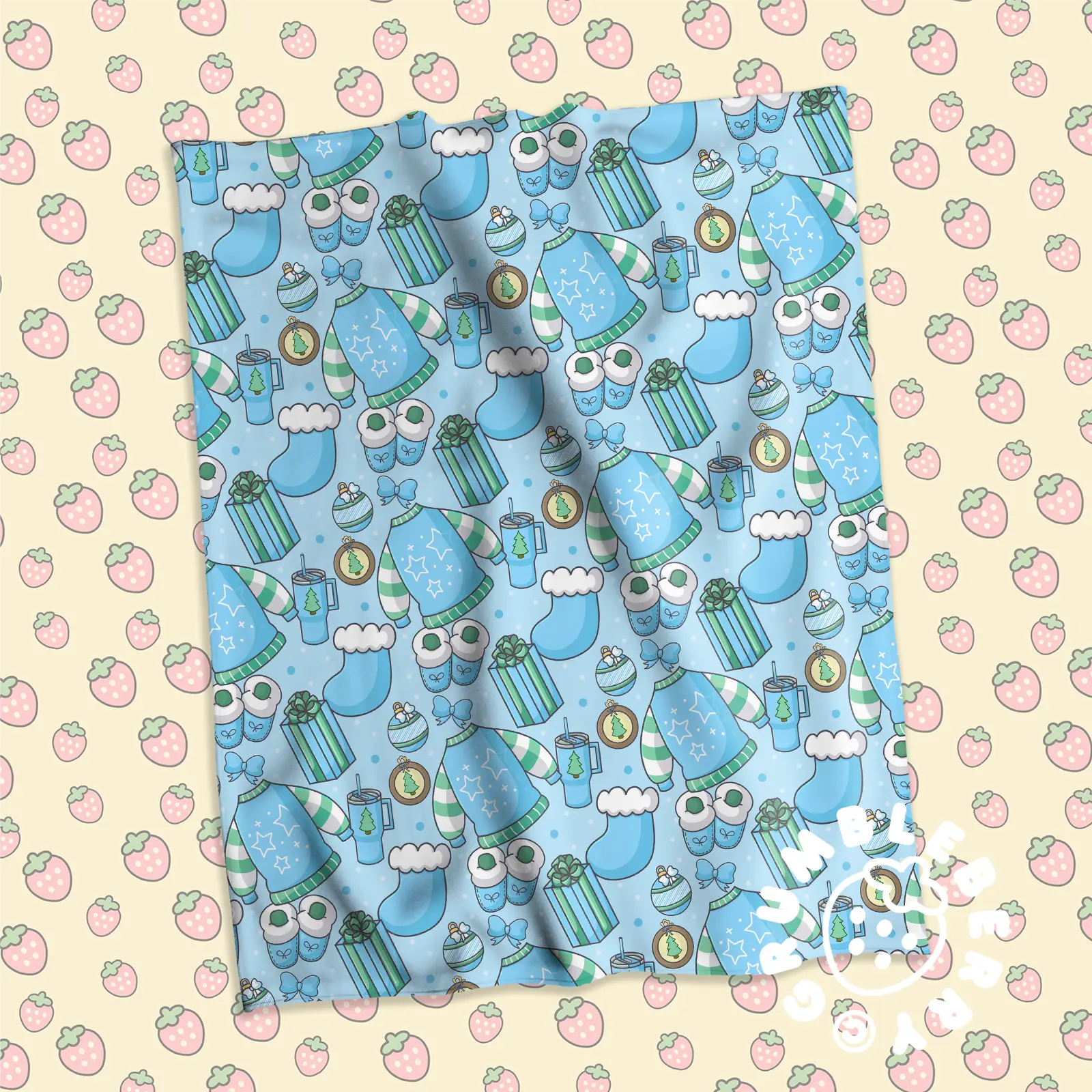 Cozy Christmas Blue Blanket - Image 2