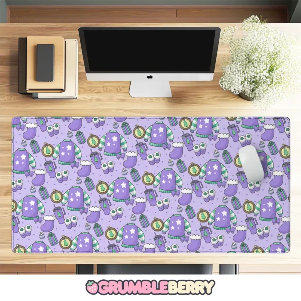 Cozy Christmas Purple Desk Mat