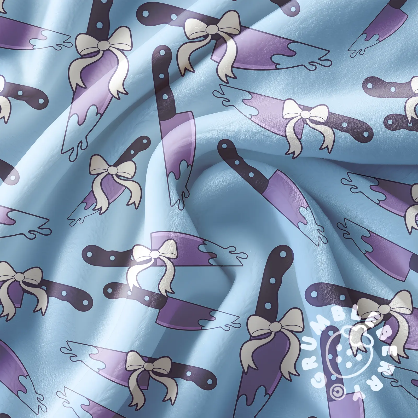Creepy Kawaii Knives Blue Blanket - Image 5
