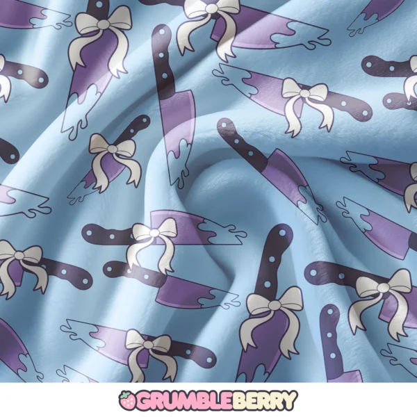 Creepy Kawaii Knives Blue Blanket