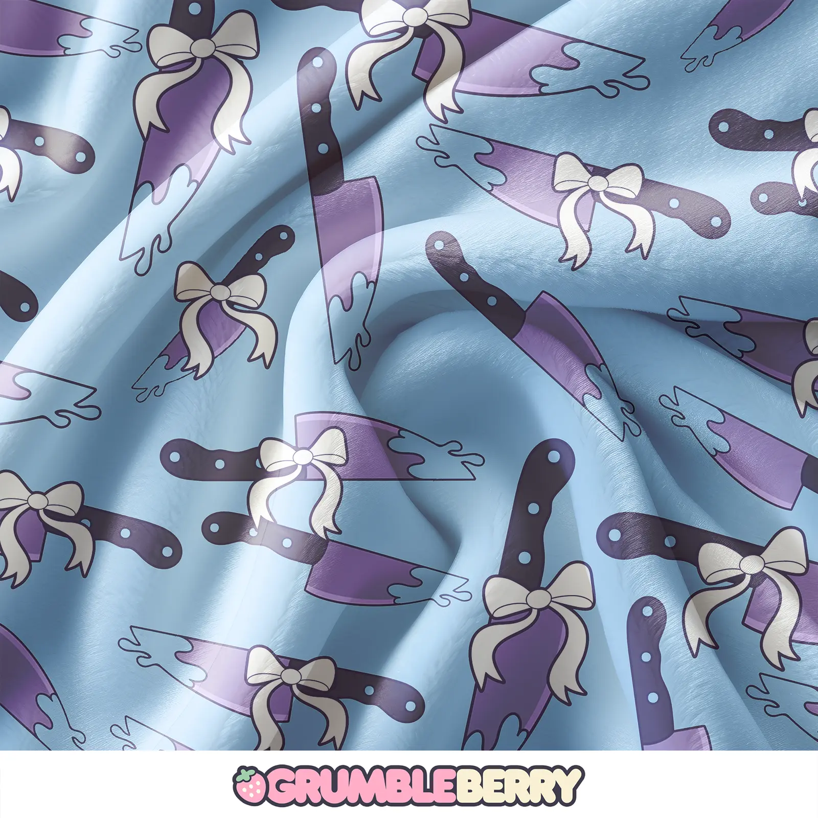 Creepy Kawaii Knives Blue Blanket