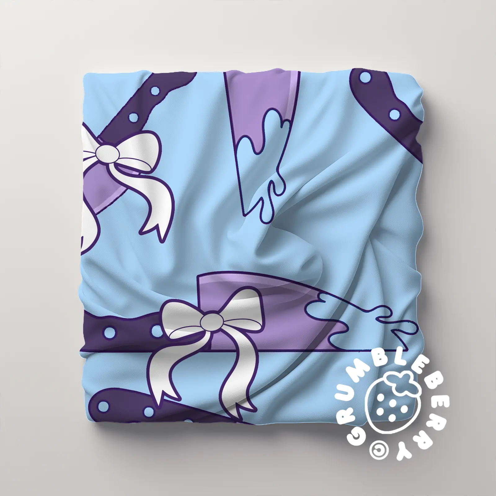 Creepy Kawaii Knives Blue Blanket - Image 3