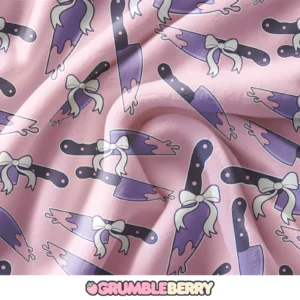 Creepy Kawaii Knives Pink Blanket