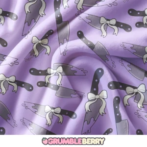Creepy Kawaii Knives Purple Blanket
