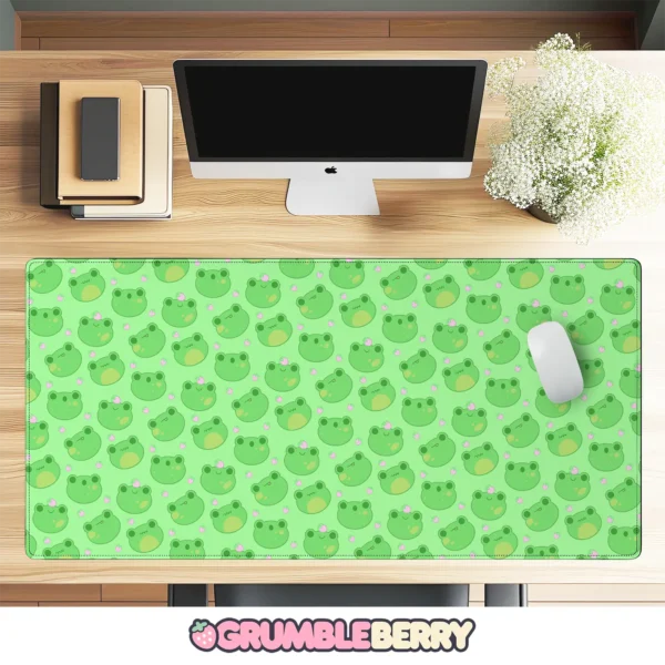 Frog and Strawberry Desk Mat