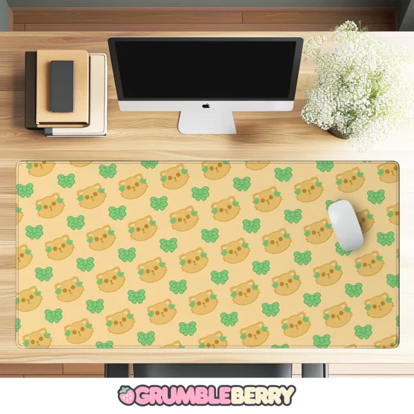 Ginger Kitties and Bows Desk Mat