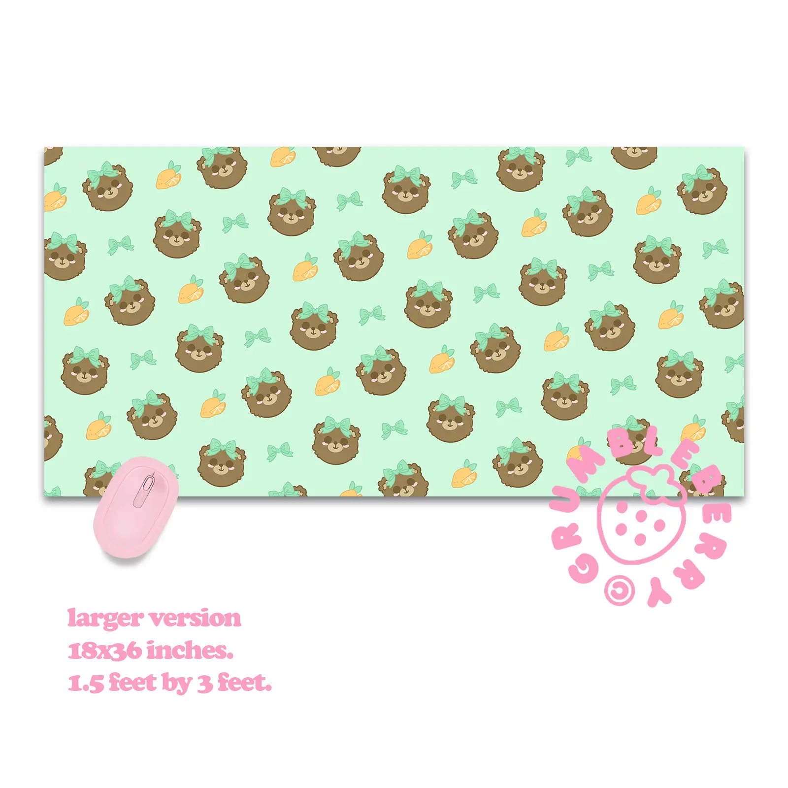 Green Bears and Lemons Desk Mat - Image 2