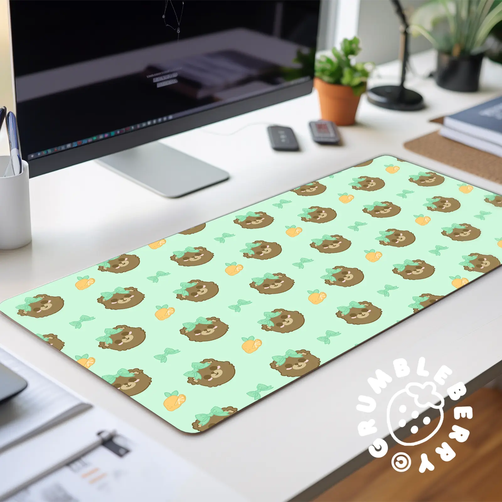 Green Bears and Lemons Desk Mat - Image 5