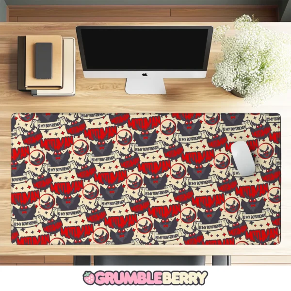 Mothman Is My Boyfriend Patterned Desk Mat