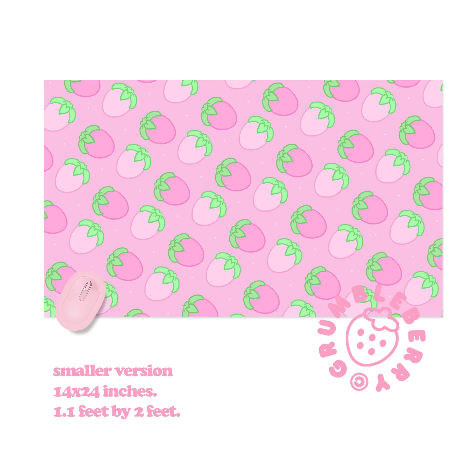 Pink Strawberries Desk Mat - Image 3