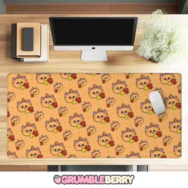 Pumpkin Cat Desk Mat