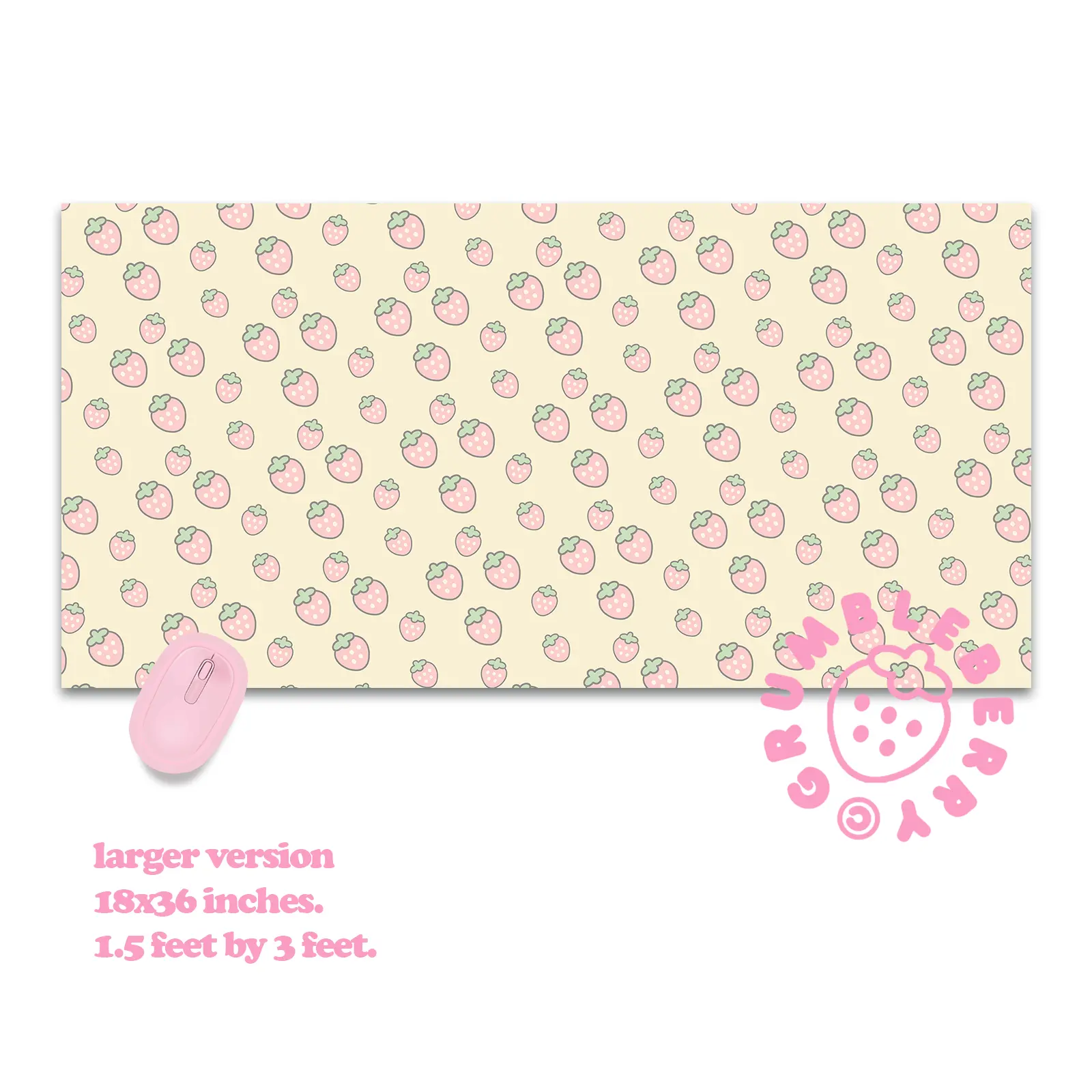 Simple Strawberries Pink Desk Mat - Image 2