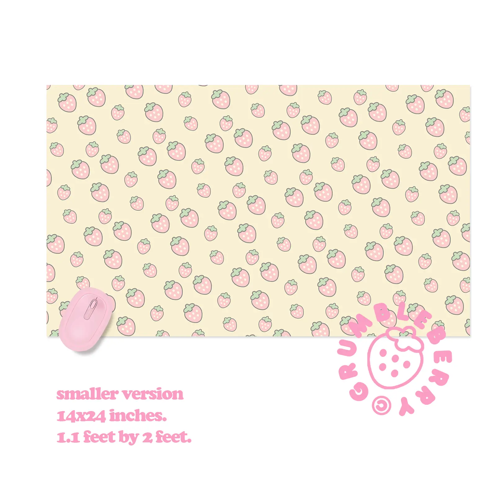 Simple Strawberries Pink Desk Mat - Image 3