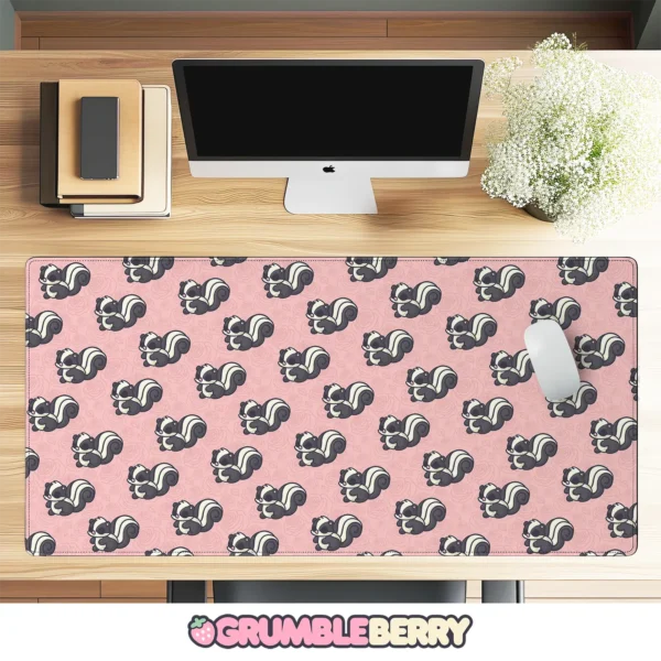 Skunk and Roses Desk Mat
